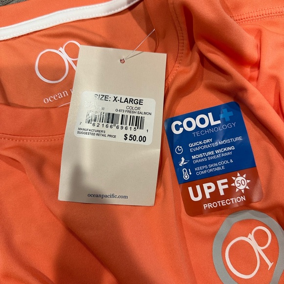 OP Men's Peach Long Sleeve Sun Shirt - Picture 5 of 6